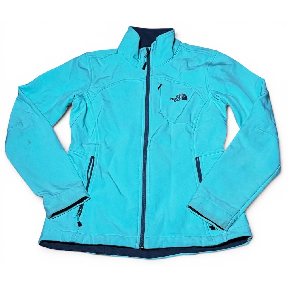 The North‎ Face Womens Small Aqua Soft Shell Full Zip Jacket Coat